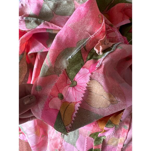 Vintage Hawaiian Pink Floral Mermaid Dress | Ruffle Scoop Neck - Picture 8 of 8